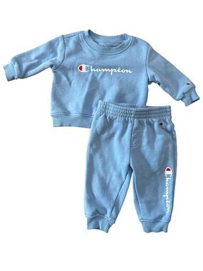 Champion Light Blue Logo Sweatshirt & Joggers Set